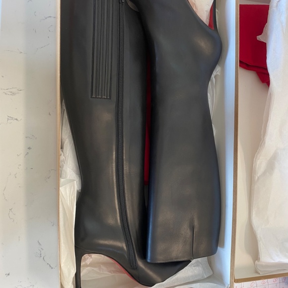 CV Pigalle Botta 85 Calf VIP Red Bottom Black Boots - Picture 2 of 7